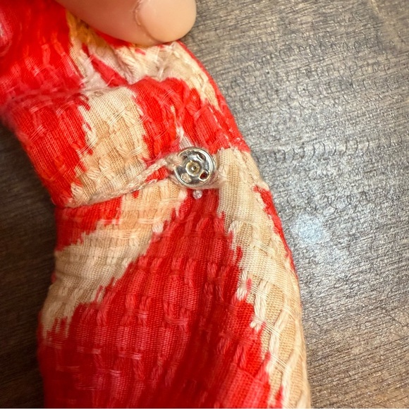 Taylor Orange and Cream A-Line Pleated Fit & Flare Midi Dress - Picture 8 of 11